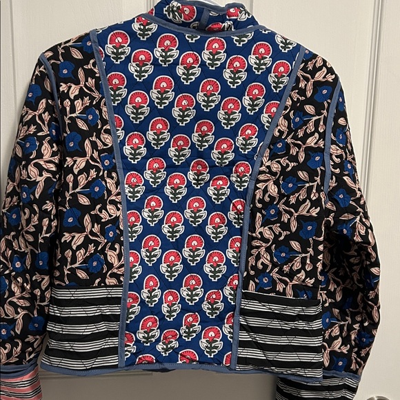 Patchwork Printed Blue Reversible Quilted  Coat Puffer Jacket - Picture 3 of 8